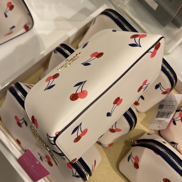 Kate Spade Dancing Cherrie Small Cosmetic Case Cream Multi - Picture 12 of 16